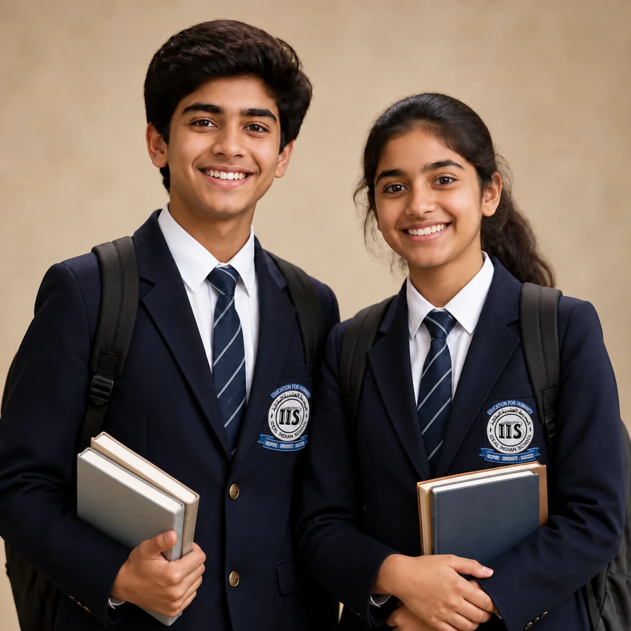 Students with their school books